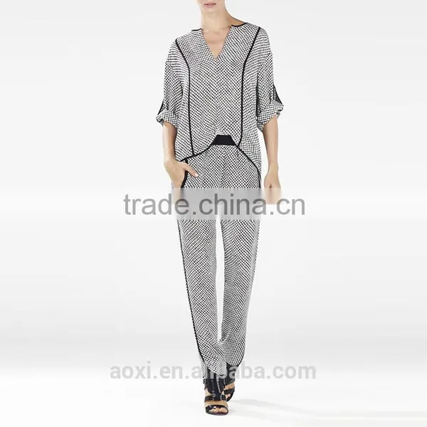 Oem Clothes Supplier New Latest Design Office Wear Women Fashion Plaid Pants photo-4