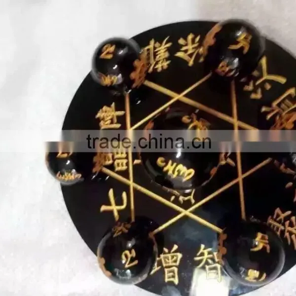 Natural Obsidian Stones Spheres Seven Star Ball Array Geomantic Furnishing