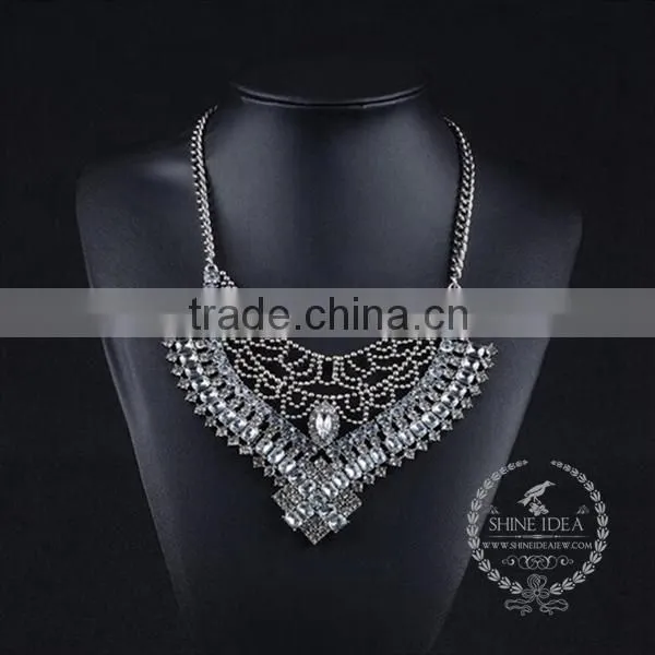 High Quality Vintage Rhinestone Chunky Statement Necklace Tin Alloy Fashion Women Pendant Necklace 6390090 photo-4