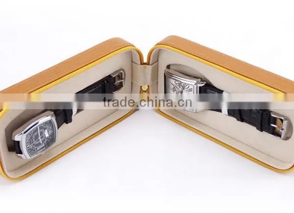 Genuine Leather Zipper Watch Box, Couple Watches Gift Box photo-2