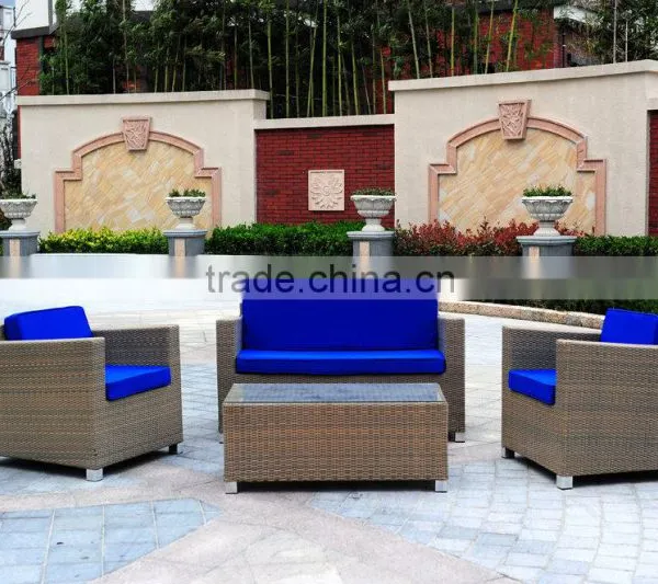 4 Pieces Outdoor Furniture Complete Patio Cushion Wicker Rattan Garden Set, Full, Brown