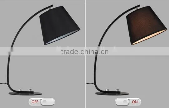 Modern Bow Shape Desk Lamp Metal Body With Fabric Lampshade Bedroom Study Room Living Room Table Lamp