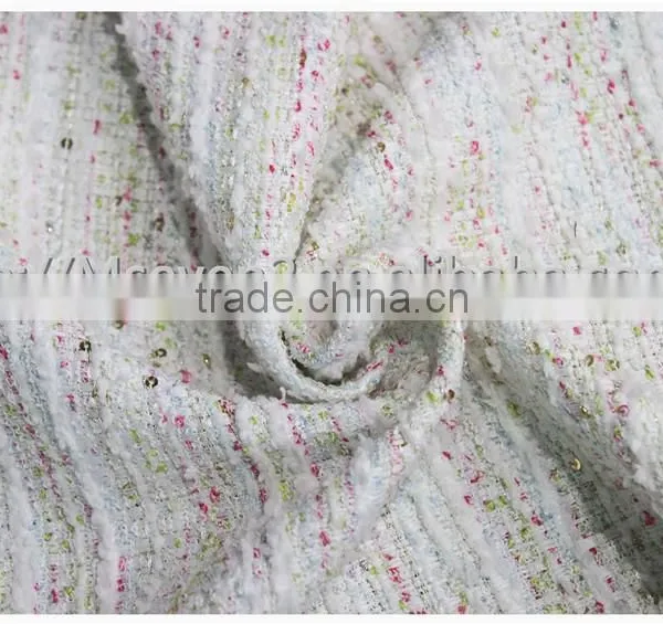 2016 Fashion White Thick Tweed Fabric, Heavy Woolen Tweed Fabric for Winter Garment photo-2