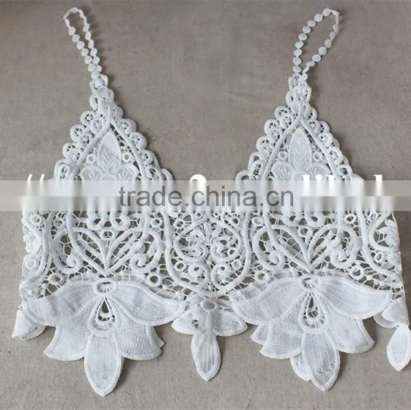 High Quality Big Lily Flower Pattern Polyester Kintted Embroidery Vest for Wholesale photo-2