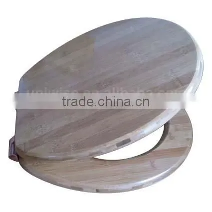 Lt/Dk Enlongated/Round Bamboo Toilet Seat,Carbonized Natural,Chrome/Brass Fitting Soft Close Bamboo Toilet Seat photo-2