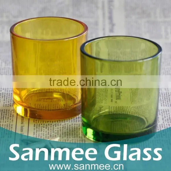 2PCS American Style Color Spray Thick Wall Glass Candle Holder photo-2