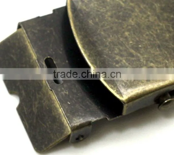 Antique Brass 1-1/2" Stamping Steel, Hot Sale Garment Cloth Metal Stamping Steel Military Belt Buckle With Tip photo-4
