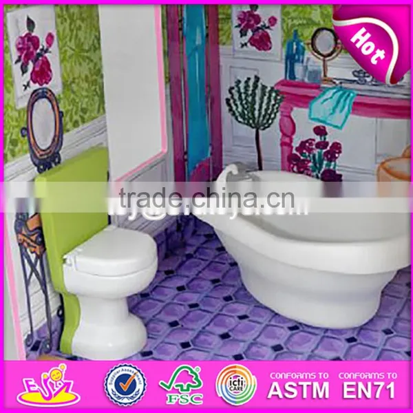 New Design 16 Pieces of Furniture Elegant Dollhouse Suite Wooden 18 Inch Doll House for Children W06A232 photo-5