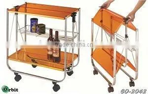 Dining Serving Kitchen Foldable Trolley Cart photo-6