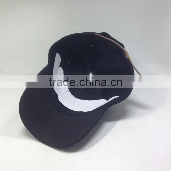 Brown Leather Strap Dad Cap With White Embroidery Logo photo-5
