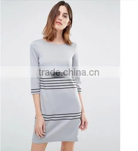 Shift Dresses, Loose Casual Short Sleeve Stripe Fashion Dress photo-2