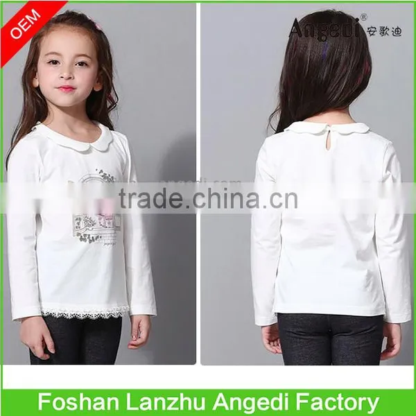 Kids Wear Girls Long Sleeve Knitted Cotton Basic t Shirt Girls Trendy Graphic Printed t Shirt photo-2