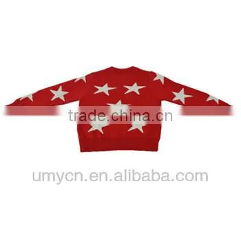 Girl's Cotton Two-stone Jacquard Long Sleeve Pullover Sweater photo-2