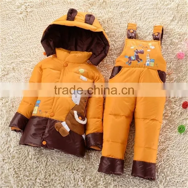 NEW 2015 Winter Children Clothing Sets Duck Down Jacket Sets Pants-jacket Hooded Baby Girls Winter Jacket & Coat Pony Pattern photo-5