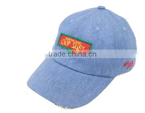 Embroidery Denim Unstructured Cap Dad Hat Distressed photo-2