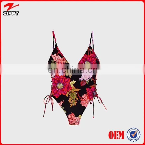 Factory Price Wholesale 100% Cotton Women Sexy Printed Swimsuit One Piece Swimsuit photo-3