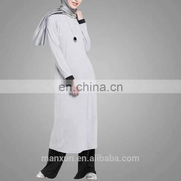New Design Adults Age Group Casual Women Islamic Clothing Muslim Autumn Suit Long Sleeve Side Slit Sportive Tunic Tops photo-2