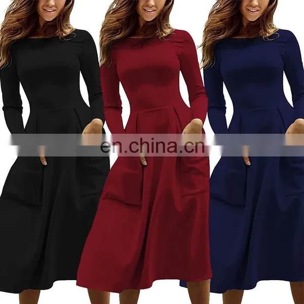 Autumn Women Long Sleeve Evening Dress Casual Loose T-Shirt Dress photo-6