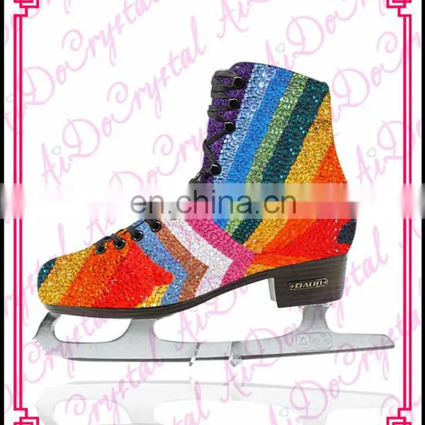 Aidocrystal Popular Pattern Crystal Green Figure Traditional Ice Skating Shoes for Sale photo-6