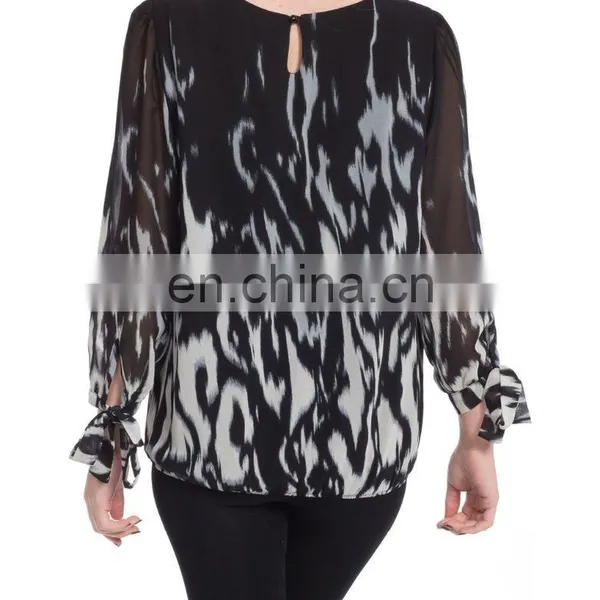 Glamorous Lady Long-sleeved Georgette Print XXXXL Tops photo-2