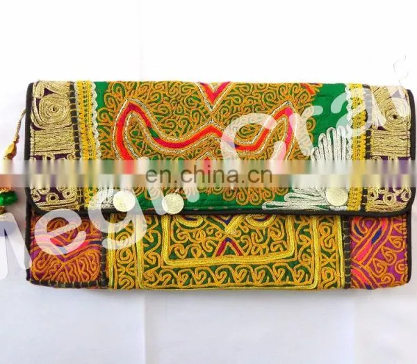 Wholesale Bohemian Banjara Ethnic Handbag- Vintage Clutch Bag-Afghan Clutch Bag- Hand Embroidery Coin Clutch Purse photo-3