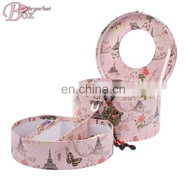 Round Jewelry Spring of Decorative Pattern Pink Box With Locks photo-3