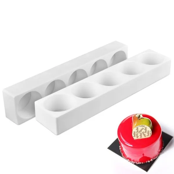 Free Sample Food Grade Heat Resistant Nontoxic Silicone Cake Mold Baking Mousse Pudding Mold Tool 5holes photo-2