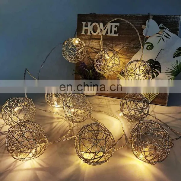 YIWO Holiday Decoration Christmas Led Light Silver Metal Ball Shaped String Lights Golden Fairy Lights For Home Party Decoration photo-2