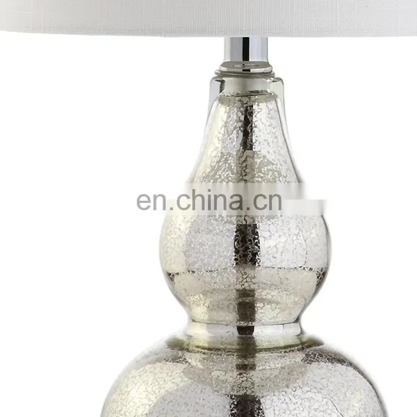 China Classical Calabash Shape Creative Custom Clean Glass Base Cheap Bedside Lamps for Office Restaurant Hotel photo-2