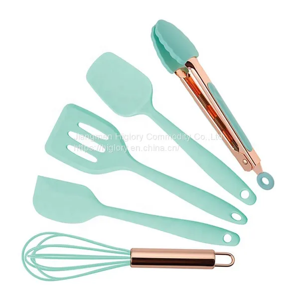 Home and Kitchen Accessories 5Pcs Heat Resistant Food Silicone Kitchen Utensils Cooking Spatula Set photo-2