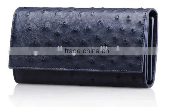 High Quality Customized Logo Genuine Real Ostrich Leather Clutch Wallet for Women photo-6
