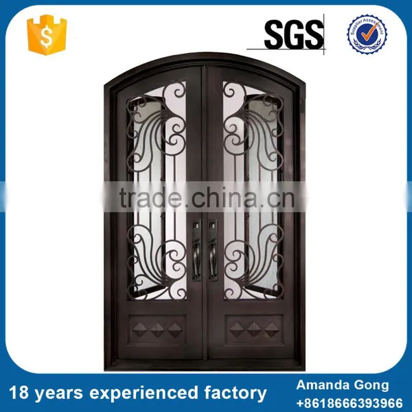 Wrought Iron Arch Top Double Entry Door photo-3