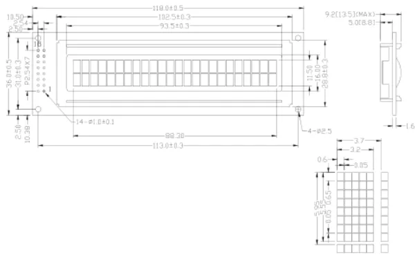 LCD Screen, 24 Character X 2 Line STN POS Customer Pole Display Character/Graphic COB LCD Display for Sale118*36 mm photo-2