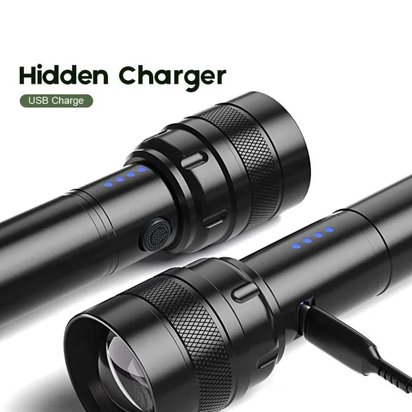 Wholesale T6 LED Flashlight Telescopic Zoom 280LM Rechargeable Torch With 4-level Battery Indicator IPX4 Waterproof for Daily Carry Camping photo-2
