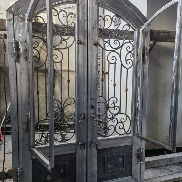 Front Double Wrought Iron Door French Doors Steel Glass Door China photo-5