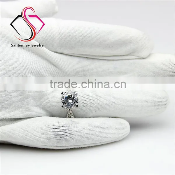 Round Brilliant Cut Moissanite 2CT 8.0mm Center 14k 18k White Yellow Gold Diamond Engagement Ring photo-5
