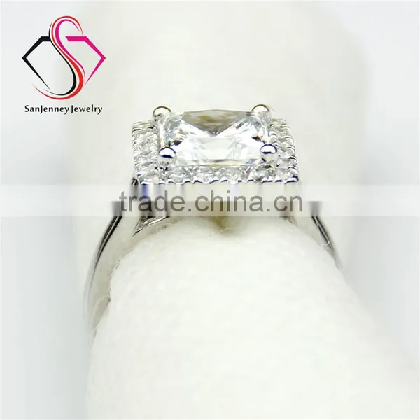 Princess Cut Moissanite Sqaure Halo 3 Carat 8mm Center 14k 18k White Yellow Gold Platinum Diamond Engagement Ring photo-4