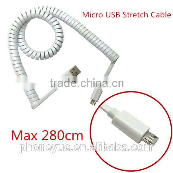 10ft/3m Spring Coilded Usb 2.0 Male to Micro Usb Extension Cable