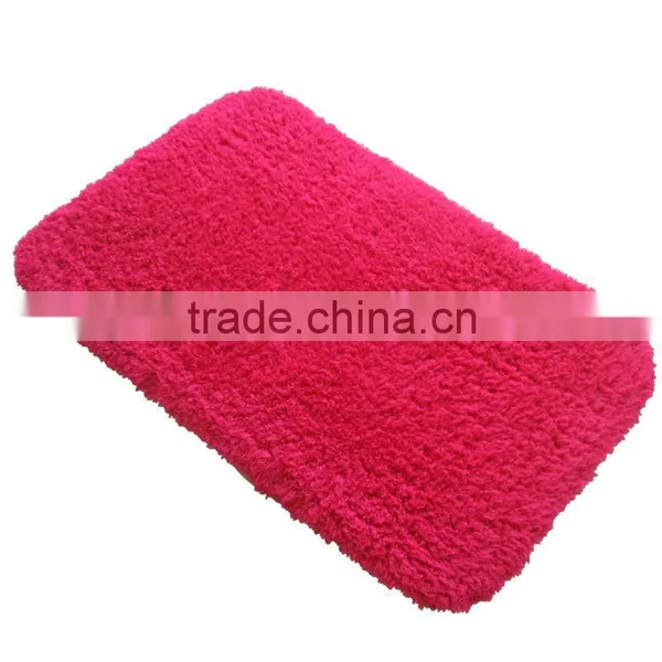 Shaggy Floor Red Color With Pvc Anti-slip Backing