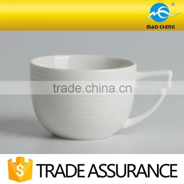 White Durable Ceramic Stripe Espresso Cup With Saucer photo-4
