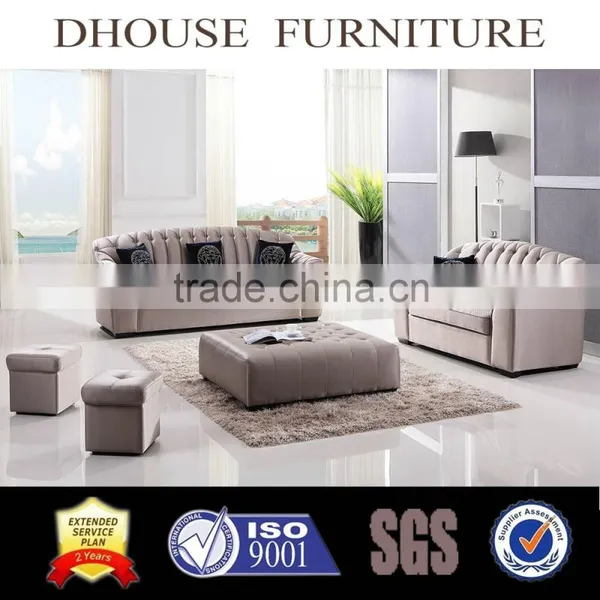 2016 Livingroom Furniture Chesterfield Grey Velvet Fabric Sofa Set AL198