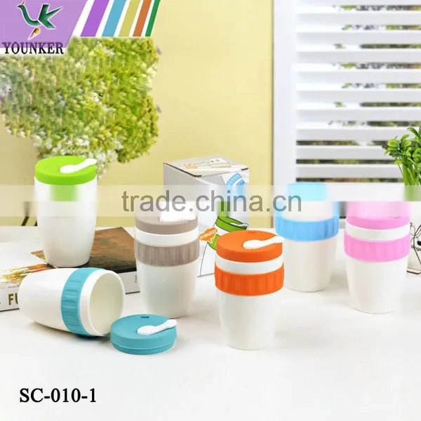 High Quality Ceramic Coffee Cup With Lid Silicone Fresh Cover photo-4