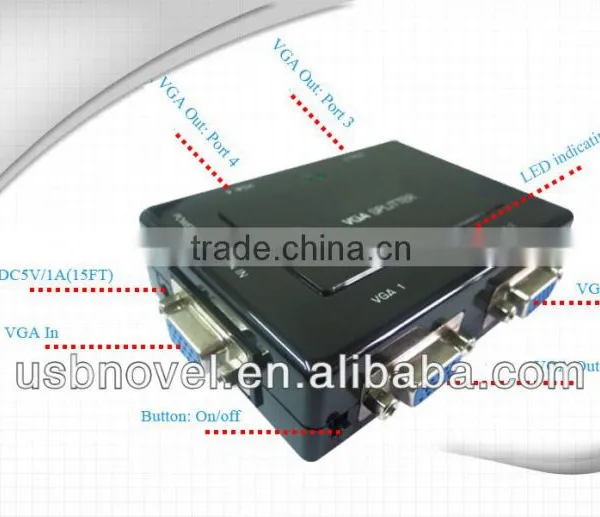 250MHZ VGA 4 Port Splitter With Led Light and Switch photo-3