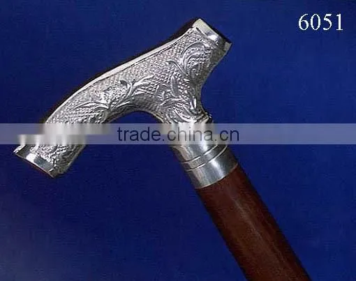 Wooden Walking Stick With Brass/Metal Handle