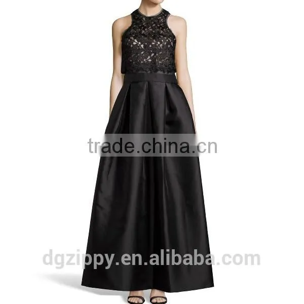Black Floral Brocade And Sateen Evening Gown Latest Gown Designs photo-2