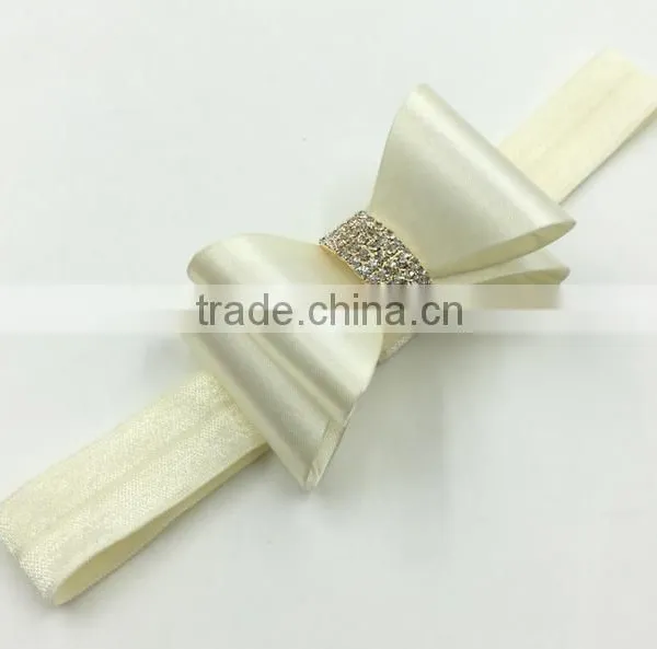 New Selling the European and American Children Tire PVC Color Butyl Bowknot Rhinestone Bow Hair Band 8 Color Spot photo-3