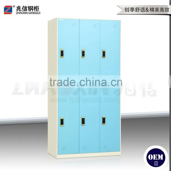 6 Door Blue Godrej Steel Lockers Electronic Keying Wardrobe School Metal Storage Locker