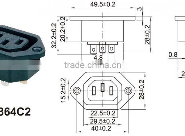IEC Certificated Abs Universal Power Extension Socket,High Quality Female dc Power Jack,dvi Mini dc Power Connector photo-2