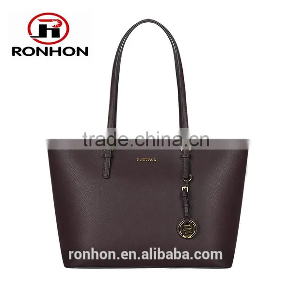 Lady Tote PU Leather Bag With Golden Metal Ornamental photo-5