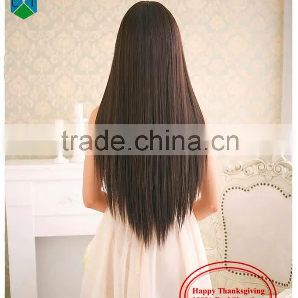 Neat Bang Shave Hair High Temperature Silk Fluffy Long Straight Wig Set Of Spot Female Wig photo-3